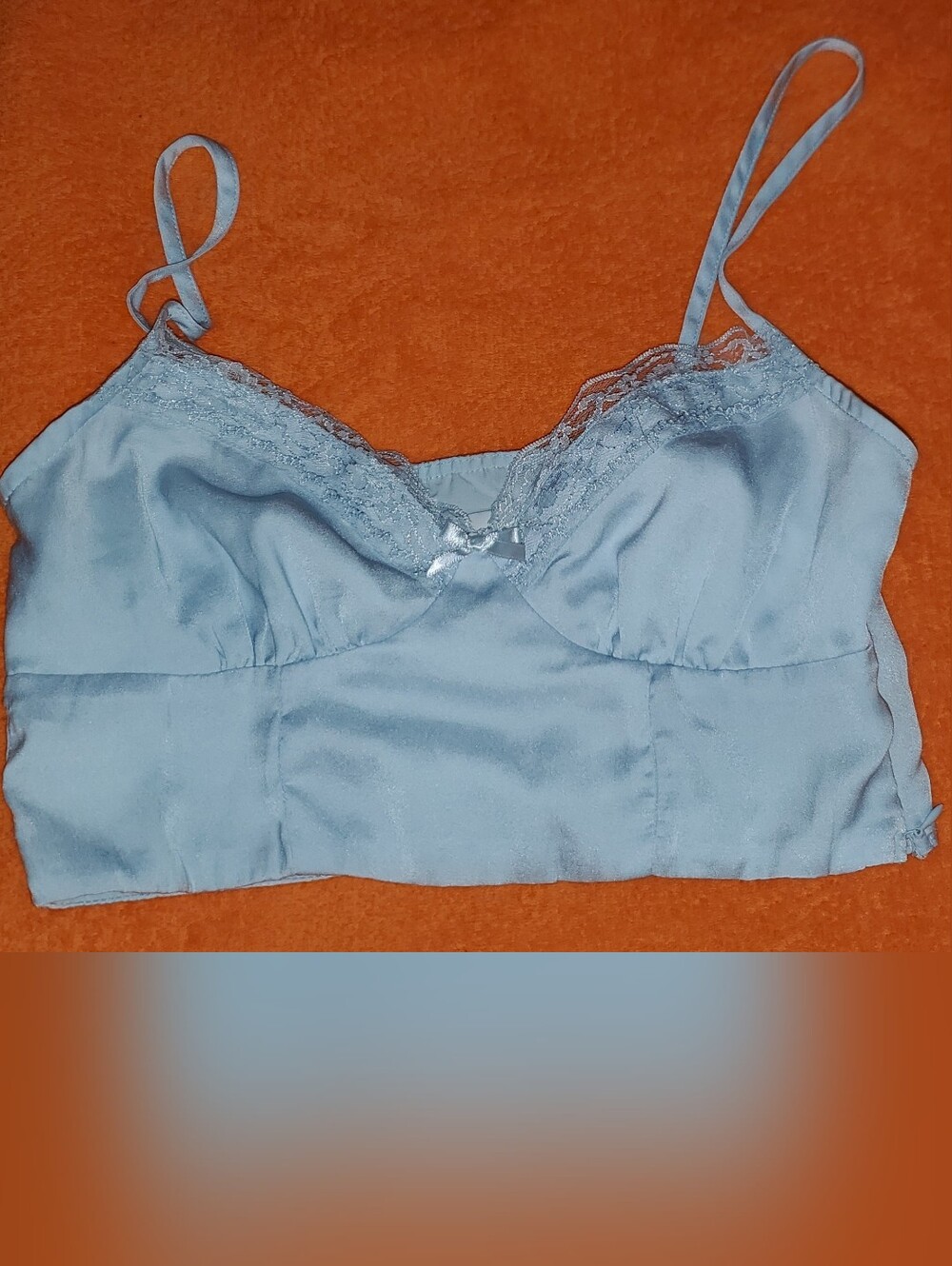 Princess Polly Light Blue Satin Lace-Trim Camisole Bralette